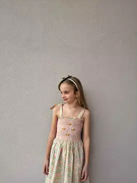 Long skirt dress with hair clip- Garden pastel print