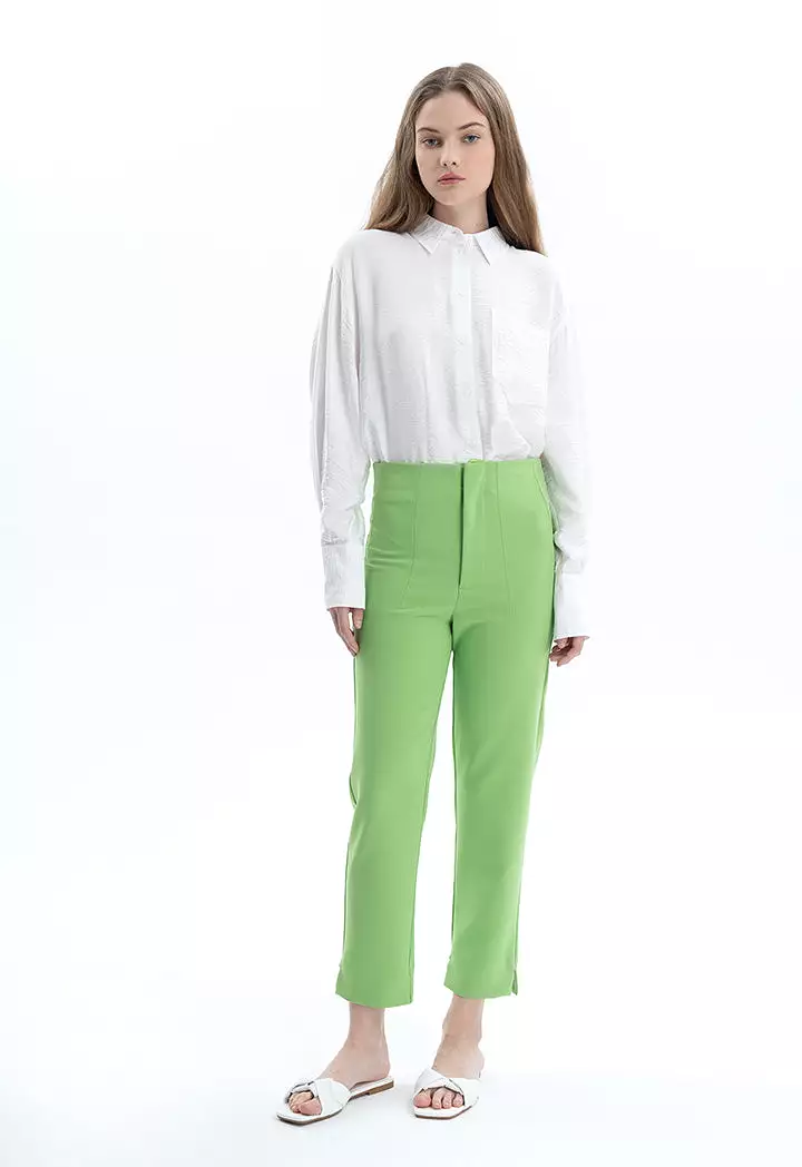 Long Solid Trouser With Faux Pocket