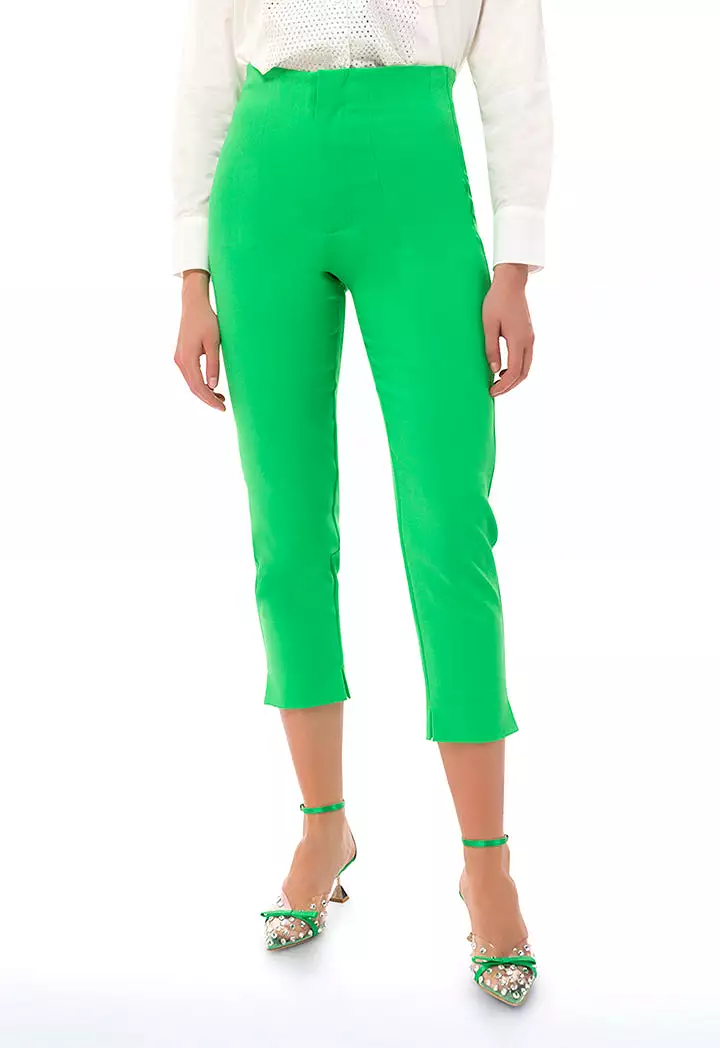 Long Solid Trouser With Faux Pocket