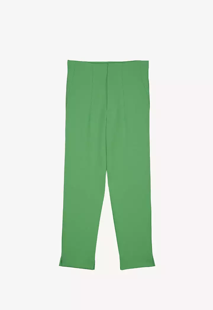 Long Solid Trouser With Faux Pocket