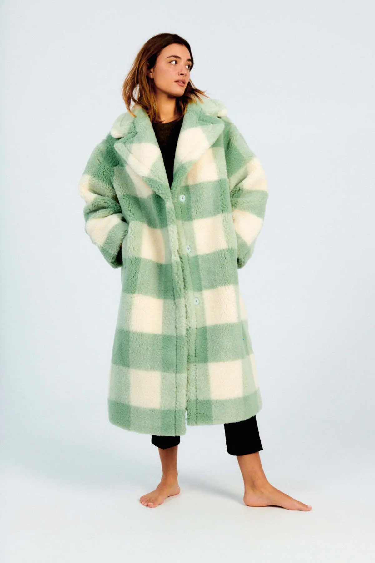 Maria Coat - Mint/Off White