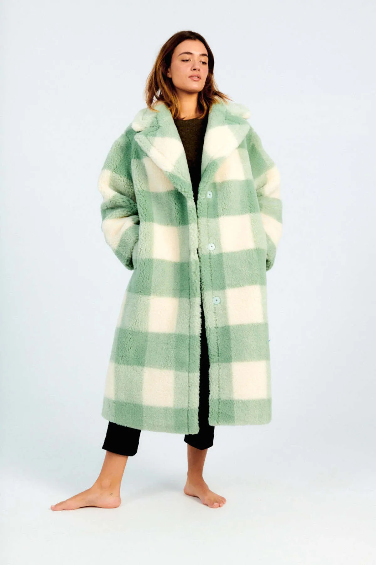 Maria Coat - Mint/Off White