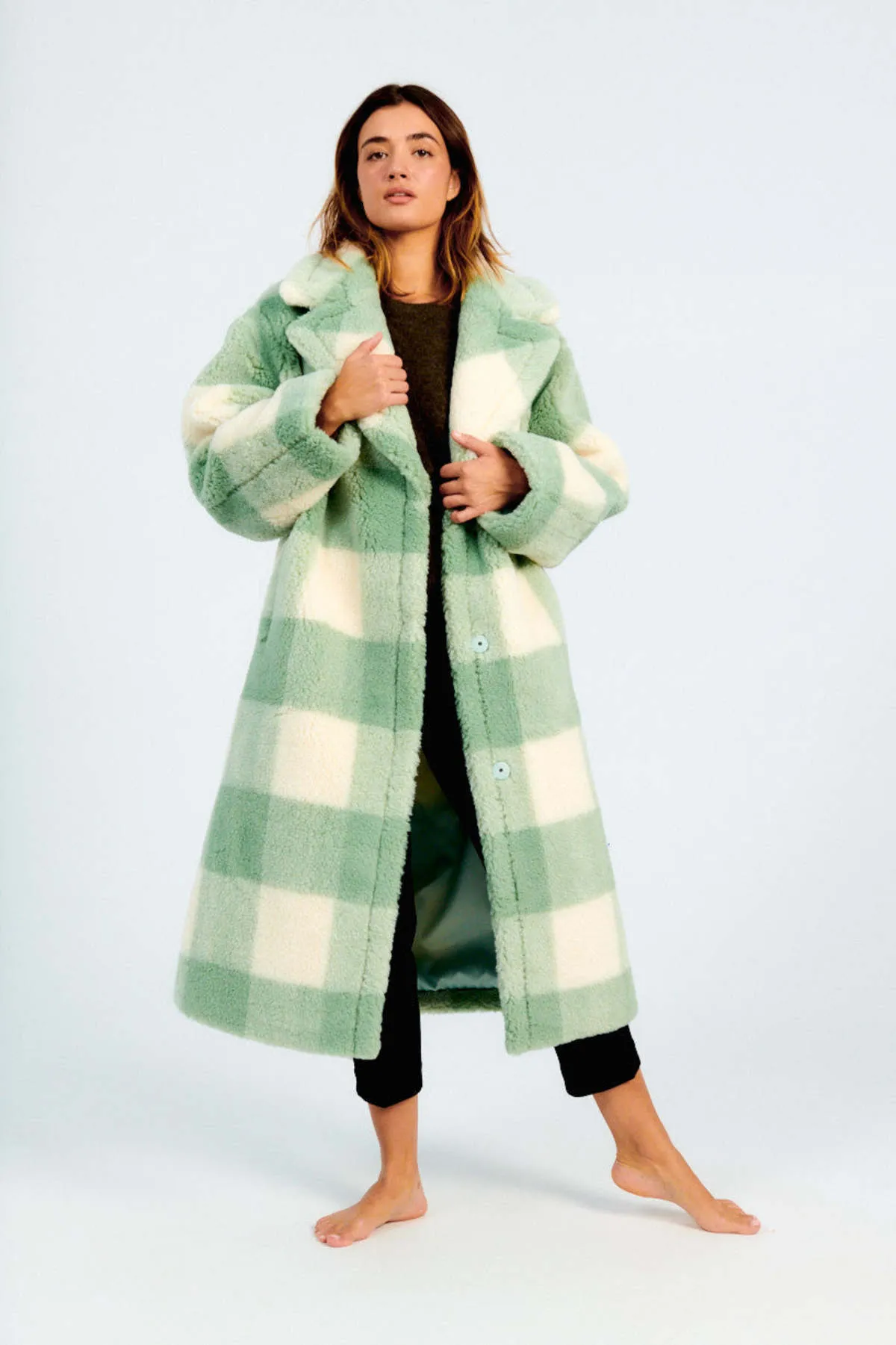 Maria Coat - Mint/Off White