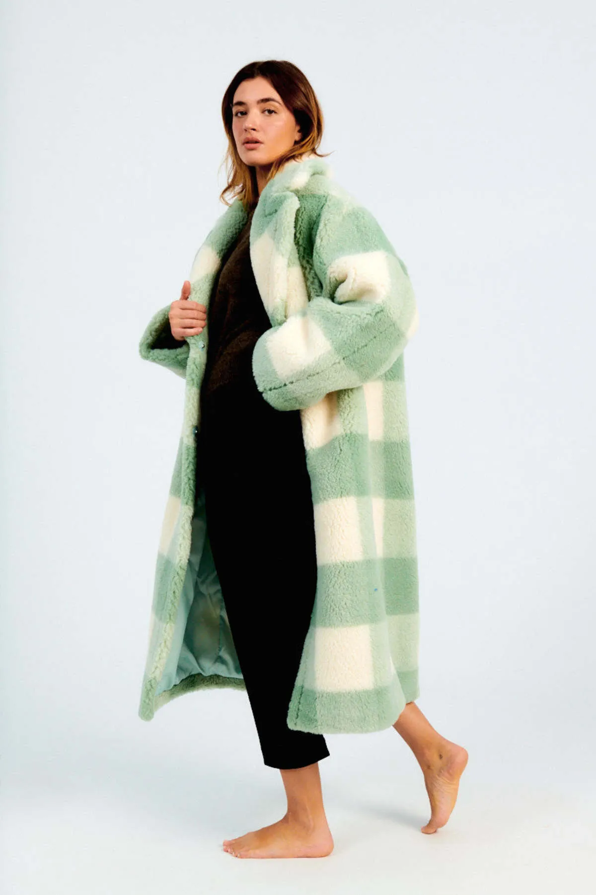 Maria Coat - Mint/Off White