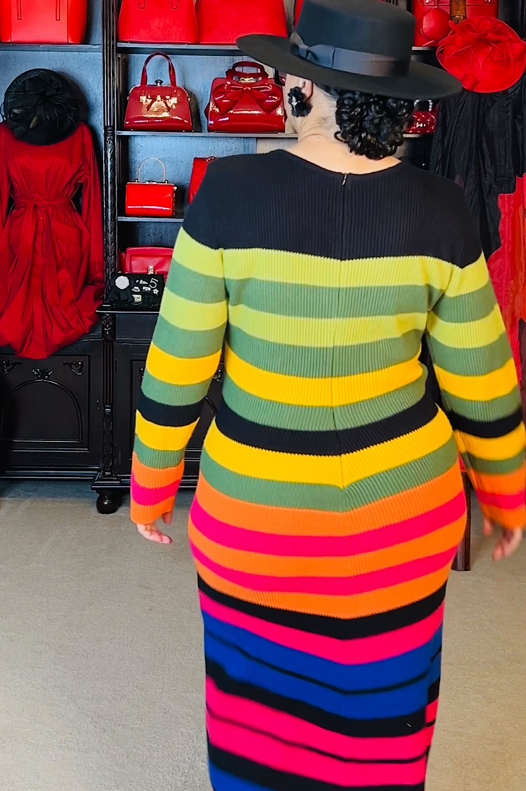 Multi Color Mid Length Knit Dress