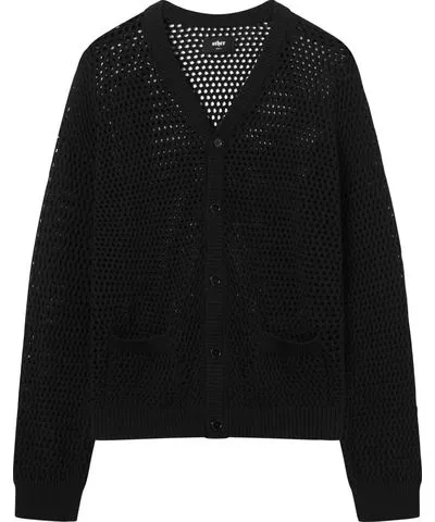 OTHER UK Women's Black Oversized Weave Knit Cardigan