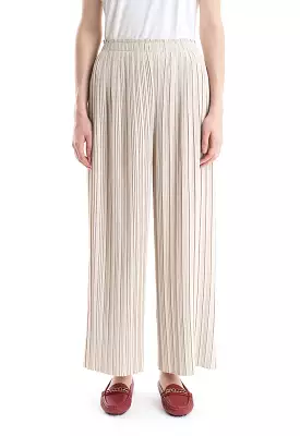 Pleated Wide Leg Solid Trouser