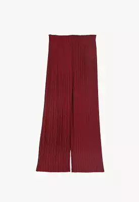 Pleated Wide Leg Solid Trouser