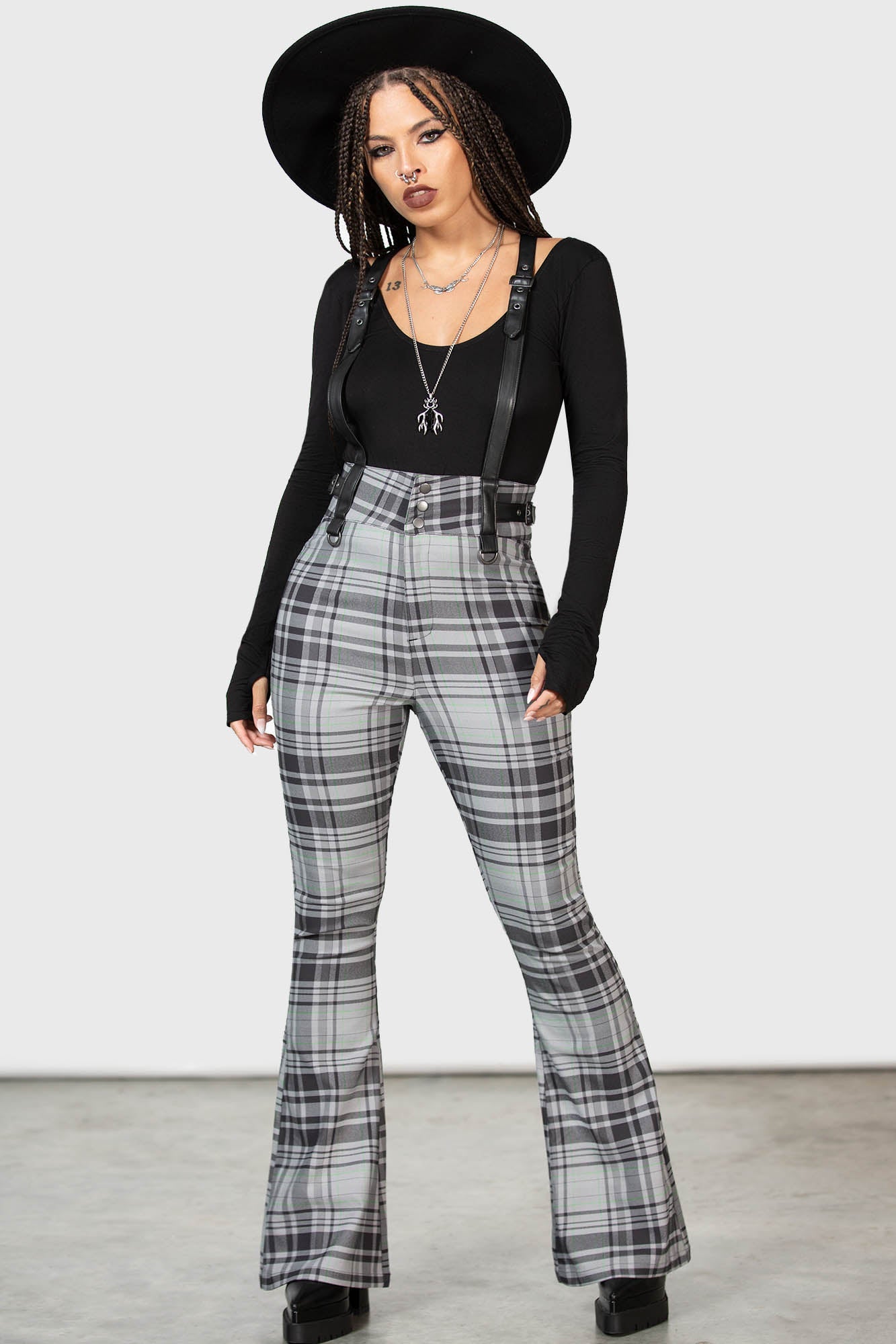 Prophet Of Doom Suspender Trousers [GREY TARTAN] Resurrect