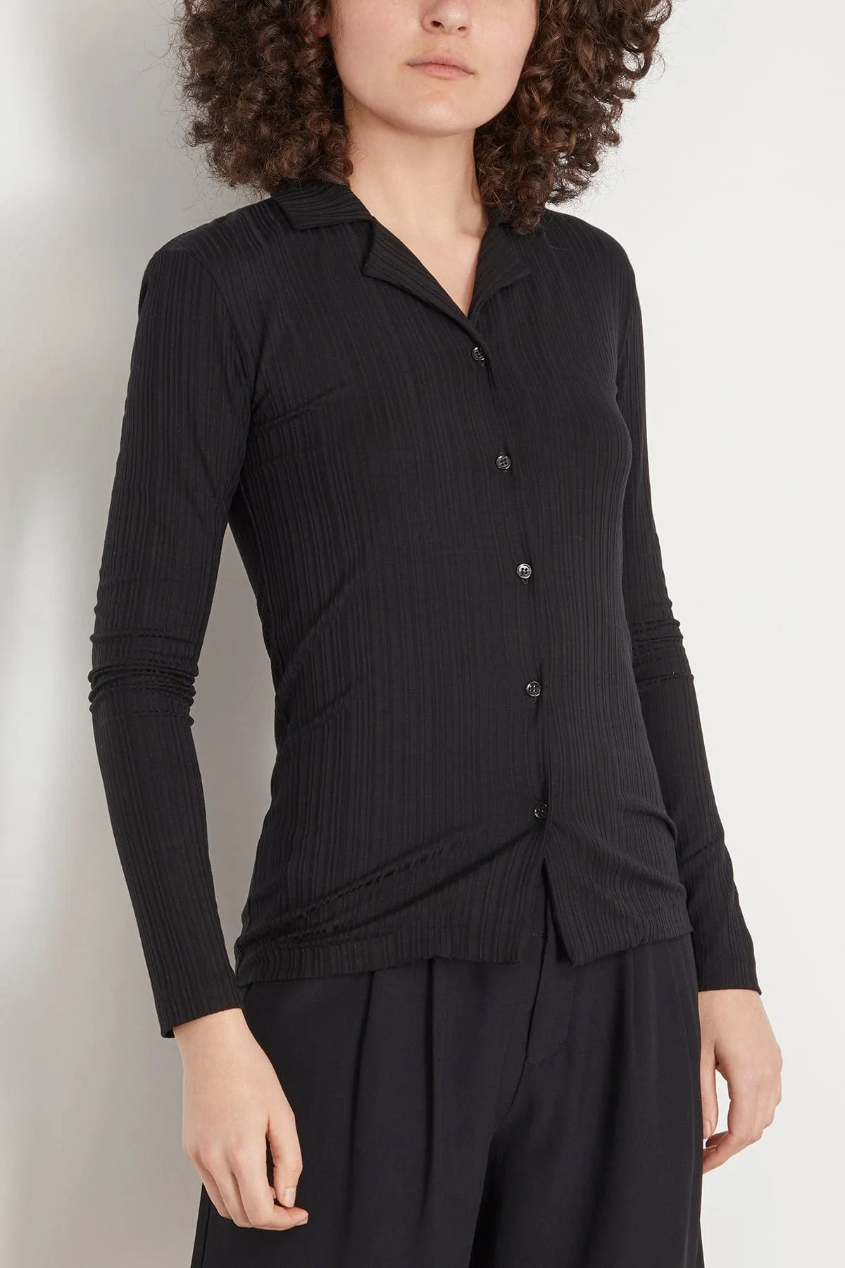 Rib Jersey Shirt in Black