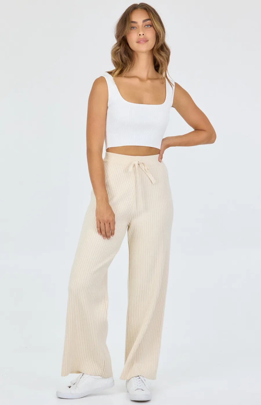 Ribbed Wide Leg Knit Pants (SKN389)