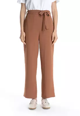 Ribbon Belt Hi-Rise Straight Leg Trouser