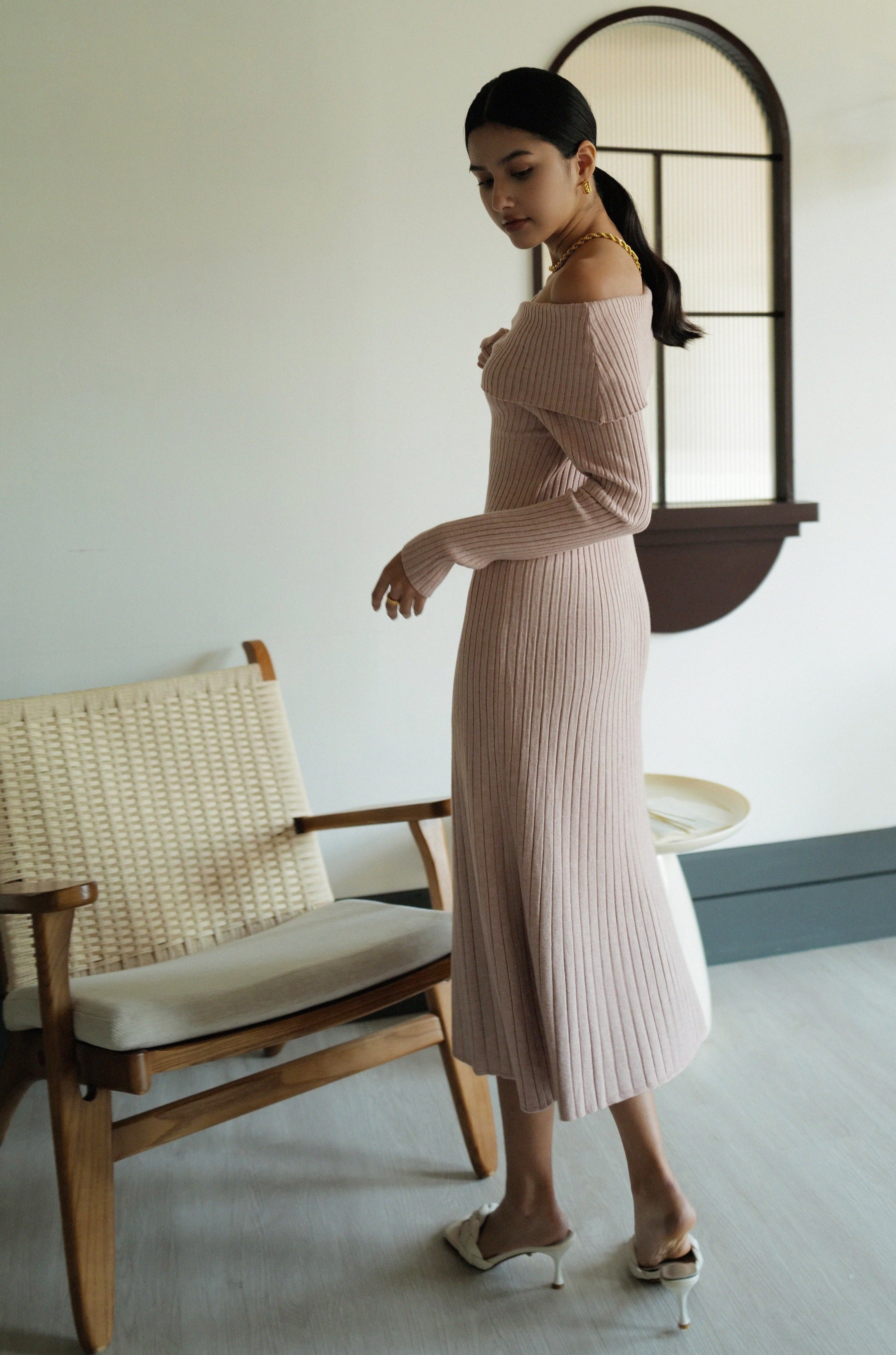 Rose garden knit dress in pink