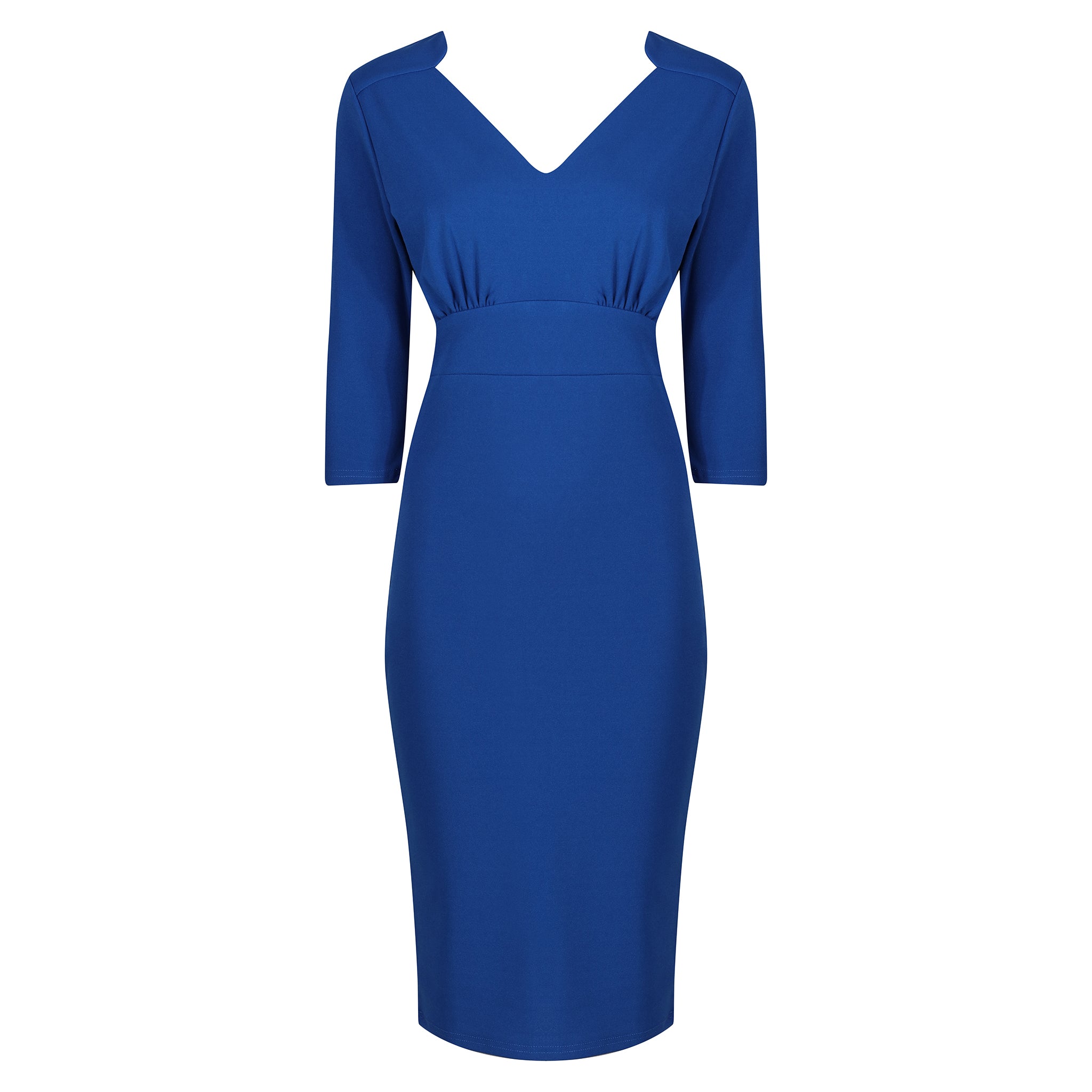 Royal Blue Vintage 3/4 Sleeve Bodycon Midi Pencil Dress