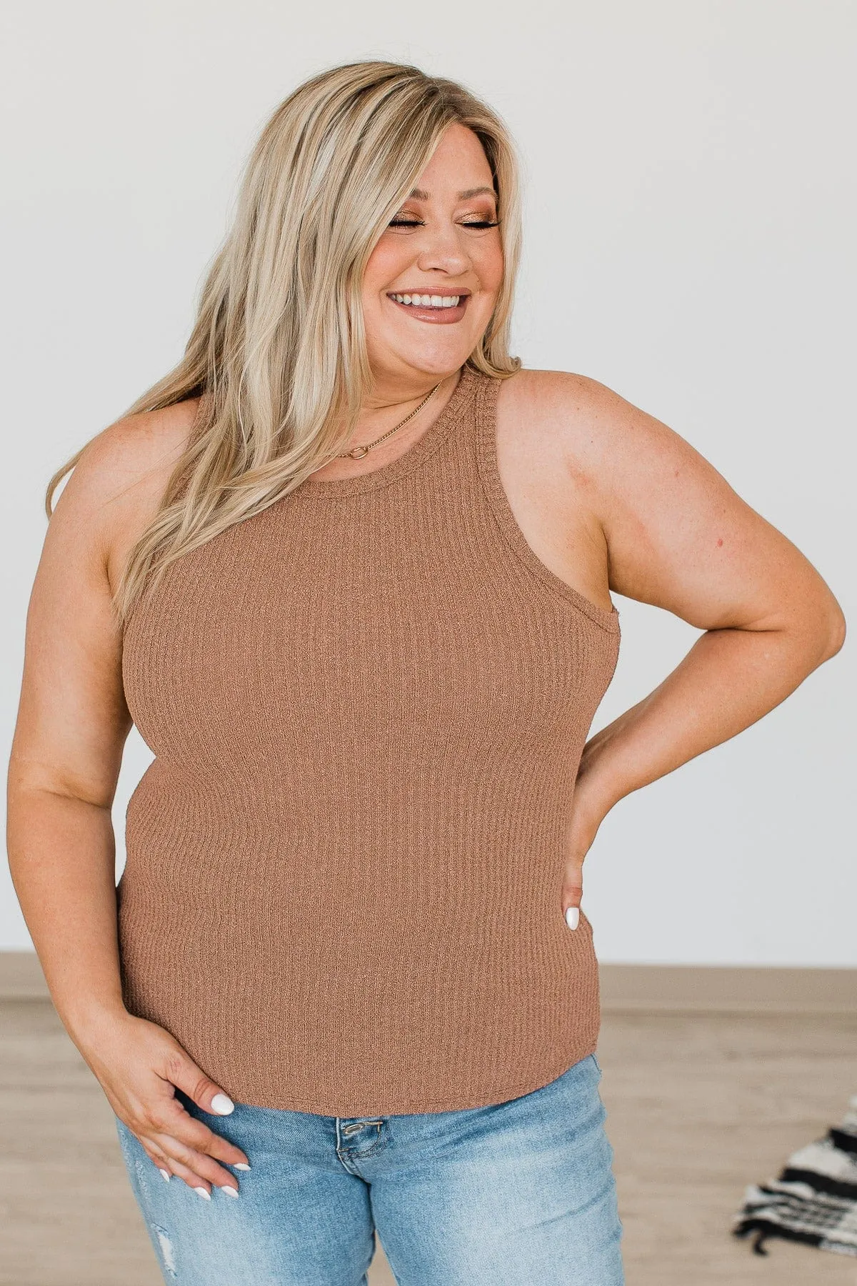 So Far So Good Knit Tank Top- Mocha