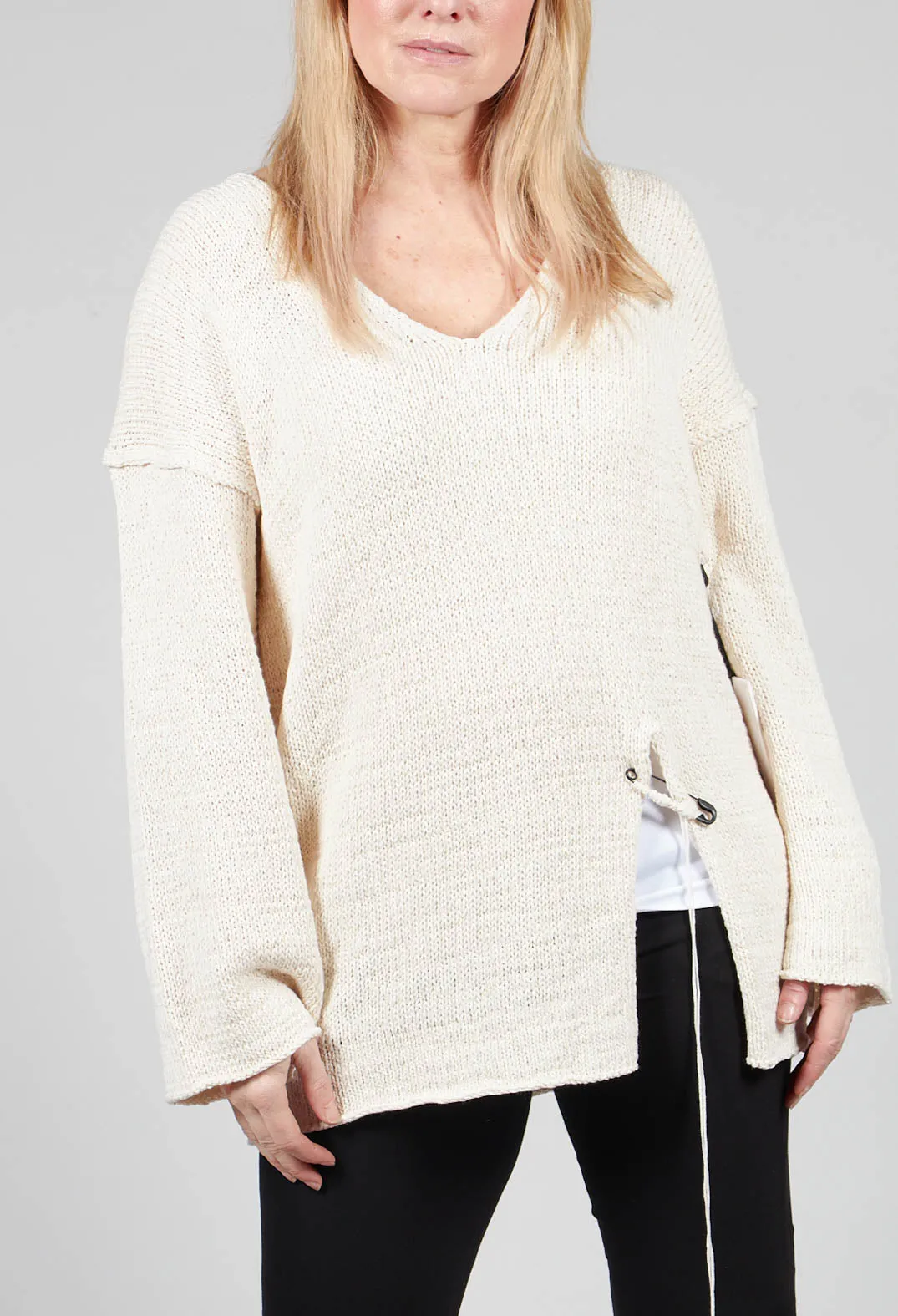 Soft V Neck Knit in White