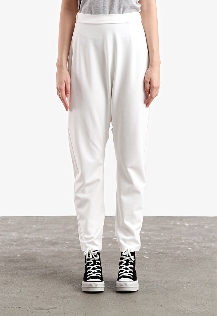 Solid Hi-Rise Tapered Leg Trouser