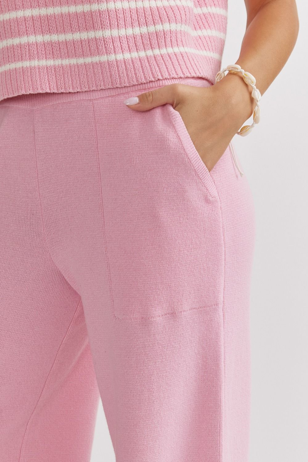 Solid Knitted High Waisted Joggers