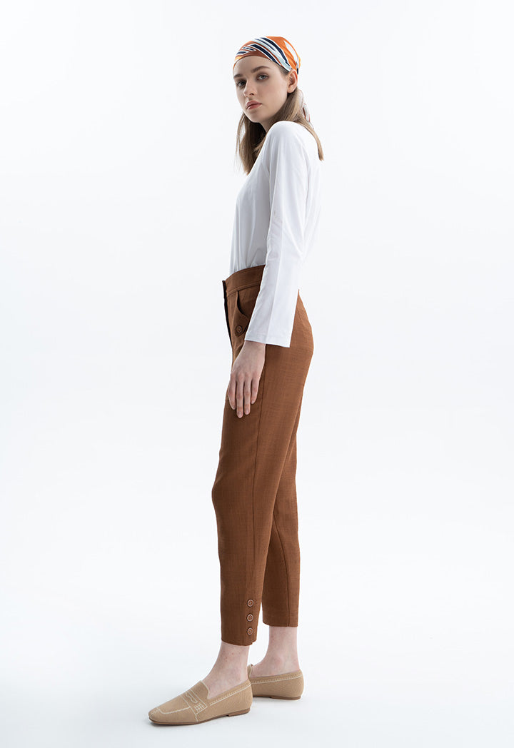 Solid Trouser With Buttoned Details