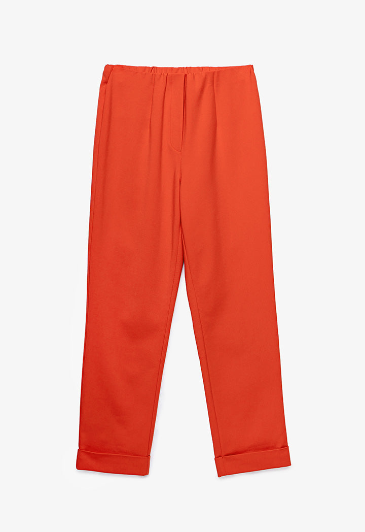 Solid Trouser With Folded Hem