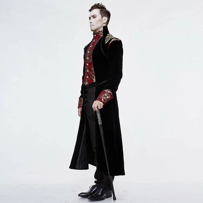 Steampunk Men's Color Block Brocade Coat