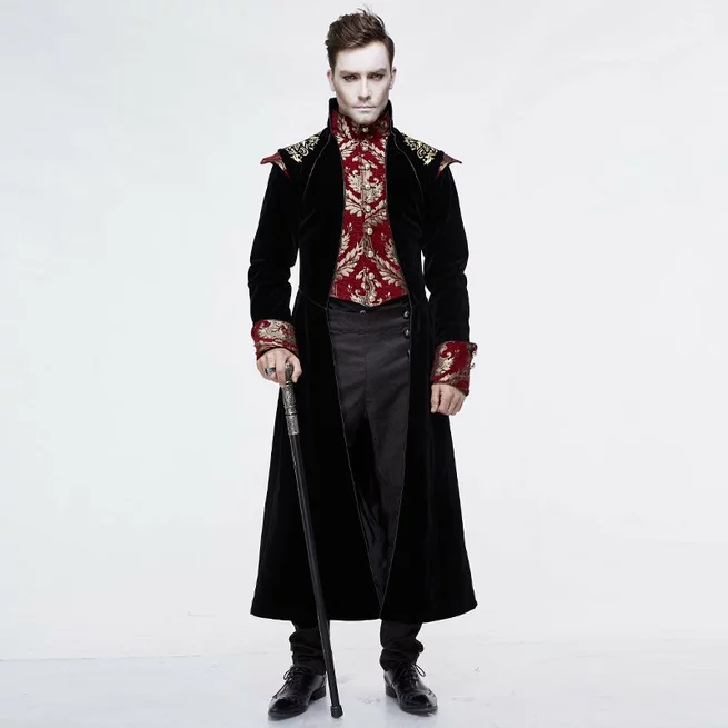 Steampunk Men's Color Block Brocade Coat