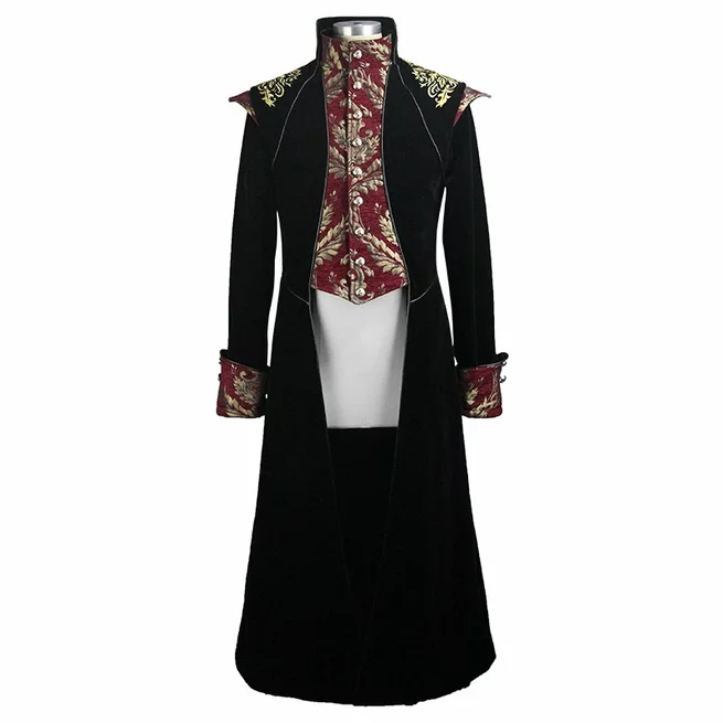 Steampunk Men's Color Block Brocade Coat