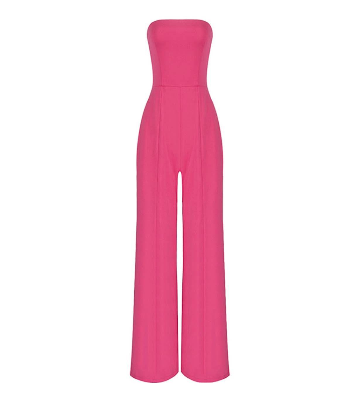 Strapless Wide Legged Jumpsuit in Pink