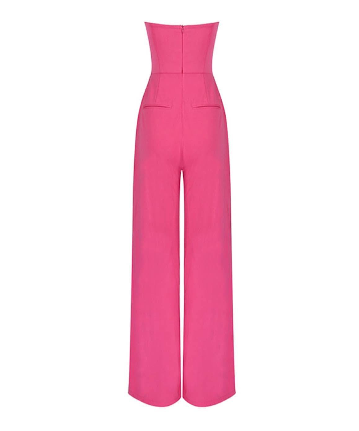 Strapless Wide Legged Jumpsuit in Pink