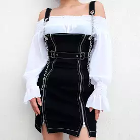 STREET FASHION CHAIN ZIPPER SLING DRESS BY71055