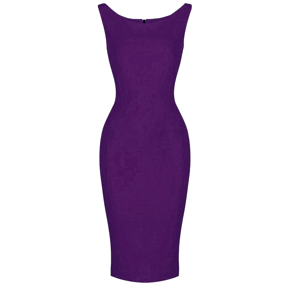 Summer Purple 40s Bodycon Sleeveless Hollywood Wiggle Dress