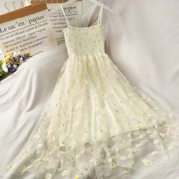 SWEET DAISY MESH SLING DRESS BY50041