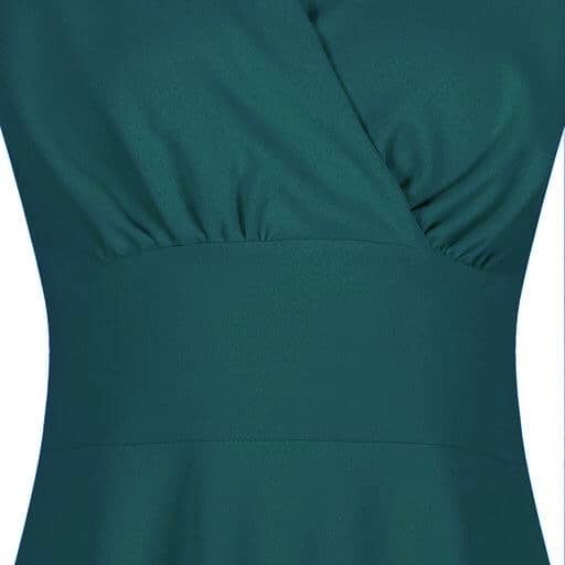 Teal Green Crossover Top Cap Sleeve Vintage A Line Swing Tea Dress