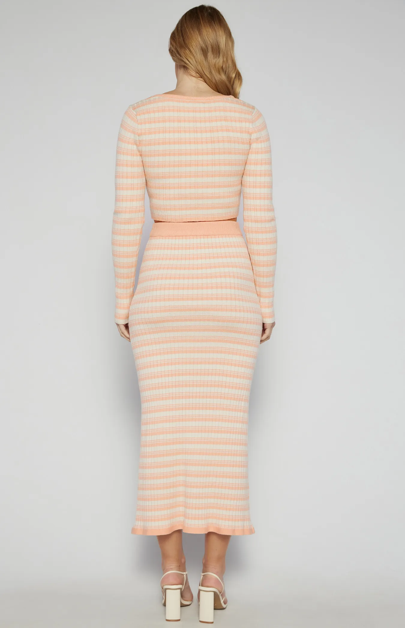 Textured Striped Knit Set with Top and Fishtail Skirt (SKN705)