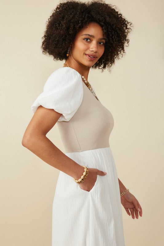 The Mari Ribbed Knit Bodice Dress