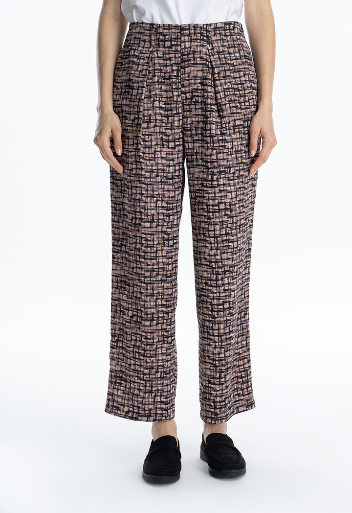 Tile Printed Straight Leg Trouser