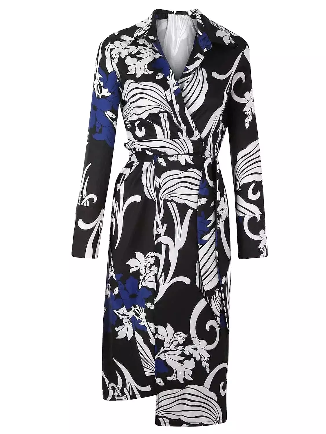 Versatile Women's Blue and Green Floral Print Shirt Dress