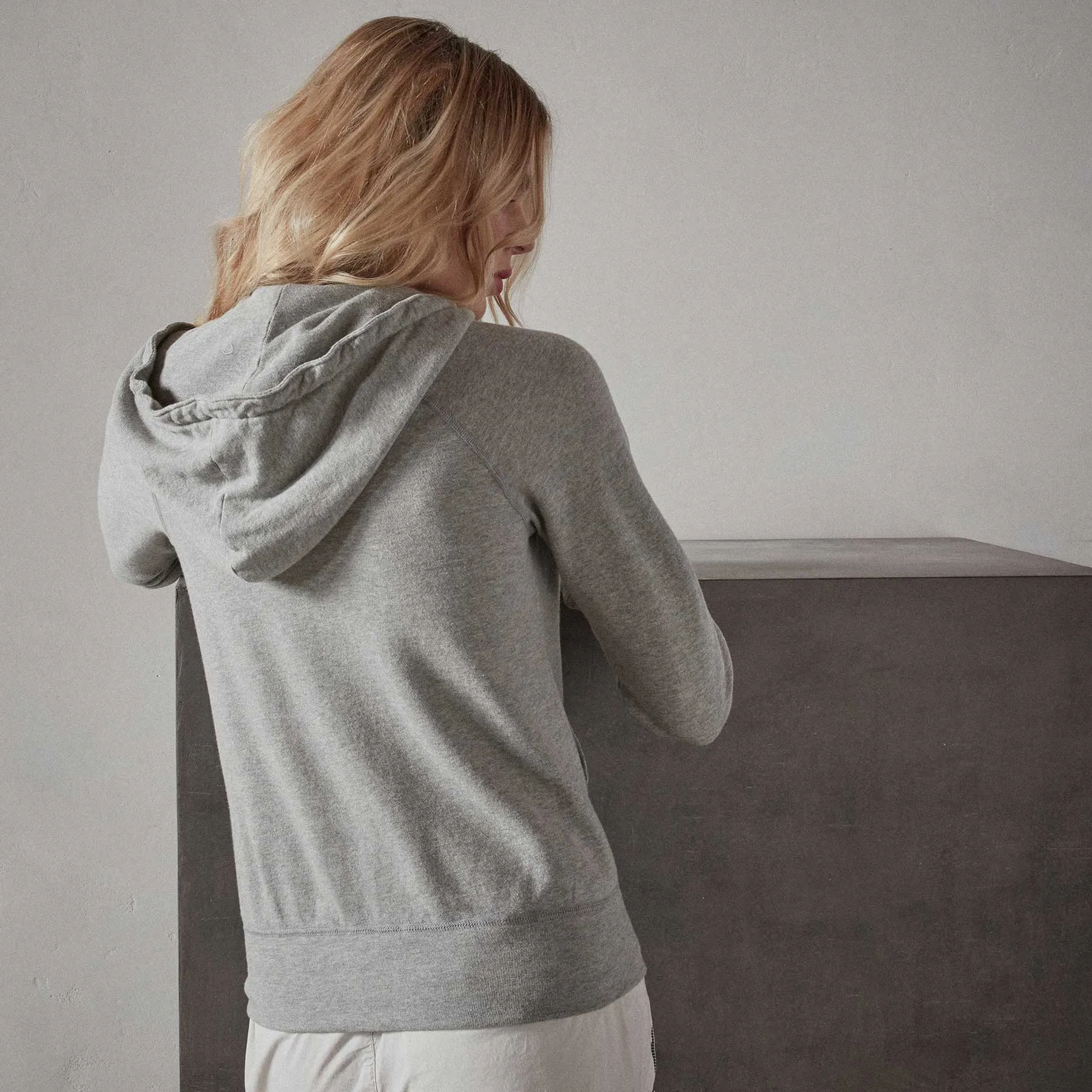 Vintage French Terry Zip Up Hoodie - Heather Grey