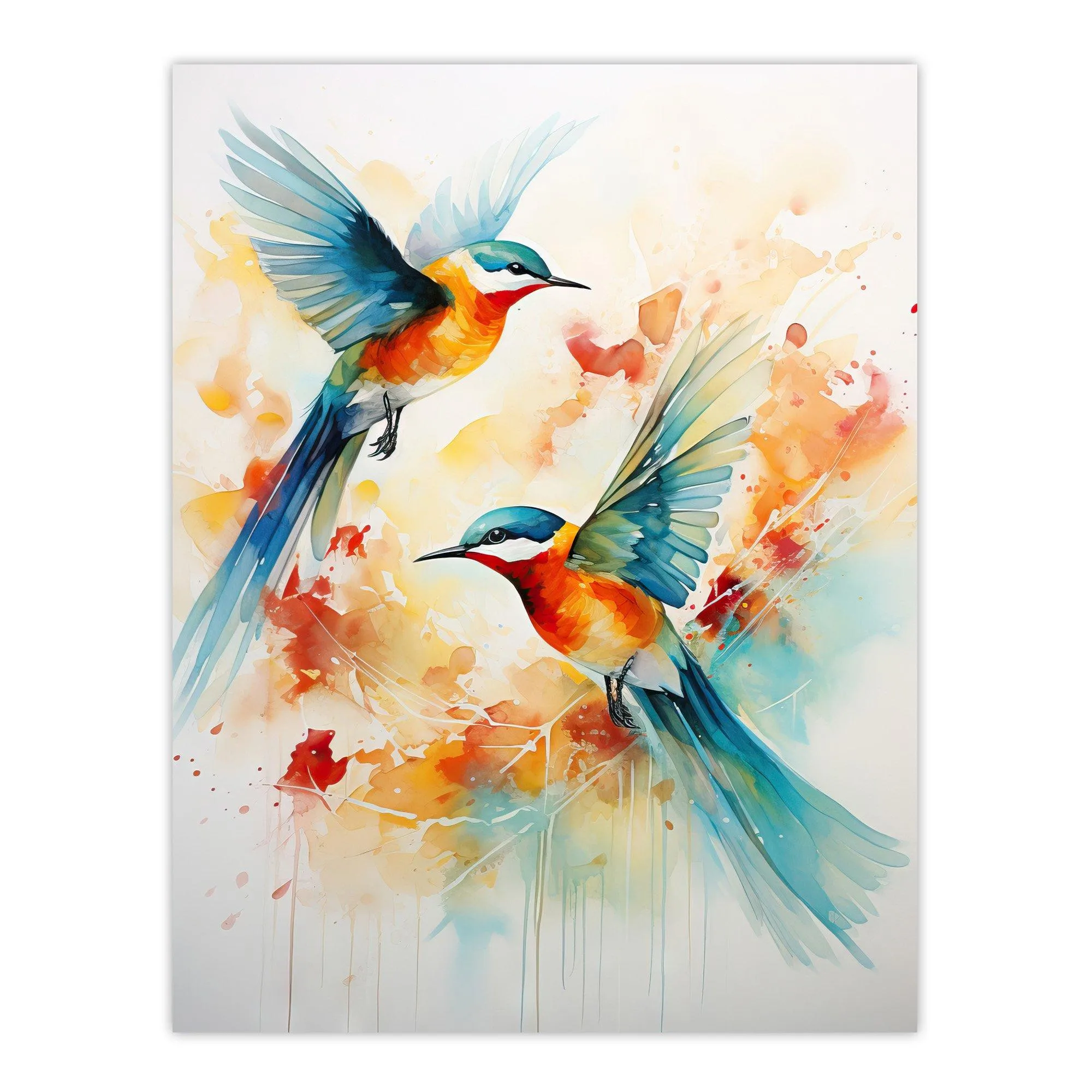 Wall Art & Pictures | Aerial Ballet Watercolour Artwork Bright Bold Birds In Flight Extra Large XL Unframed Wall Art Poster 