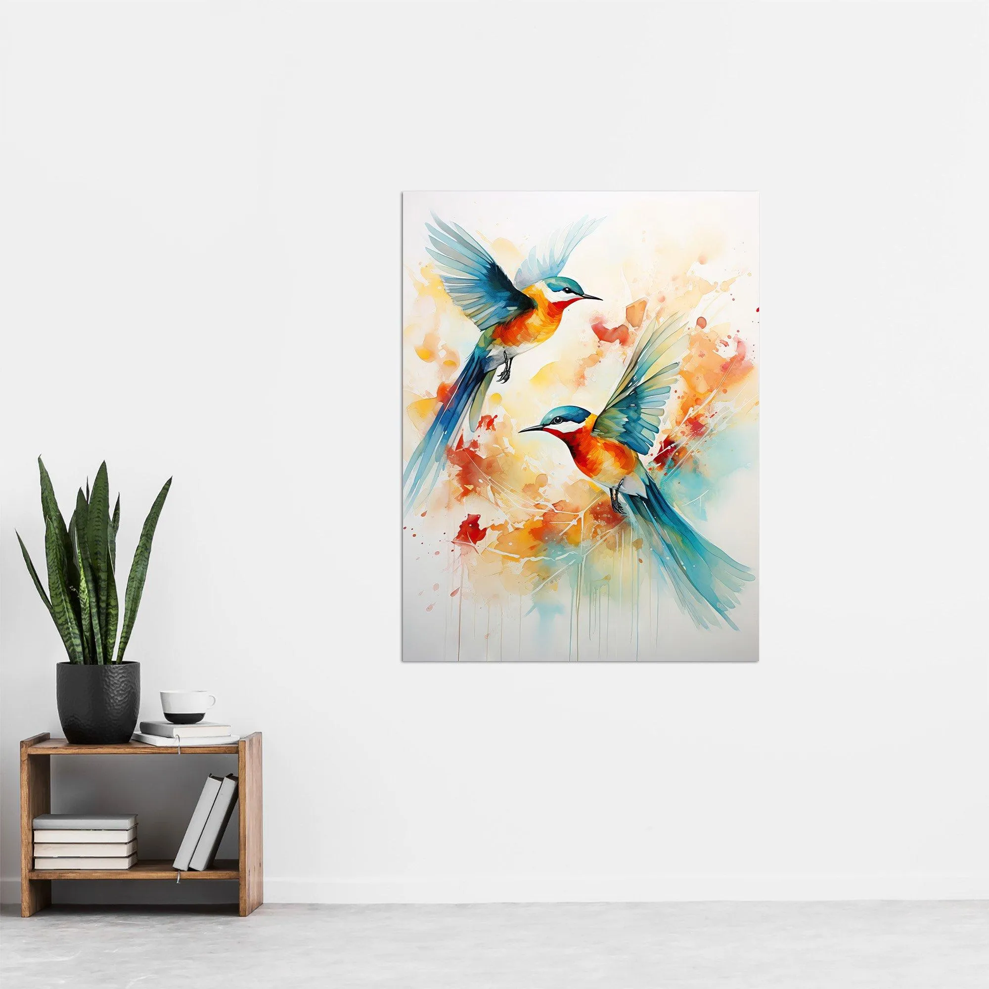 Wall Art & Pictures | Aerial Ballet Watercolour Artwork Bright Bold Birds In Flight Extra Large XL Unframed Wall Art Poster 