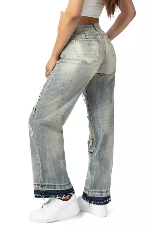 Women's Wide Leg Ripped Jean