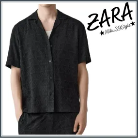 ZARA  |Plain Cotton Short Sleeves Shirts